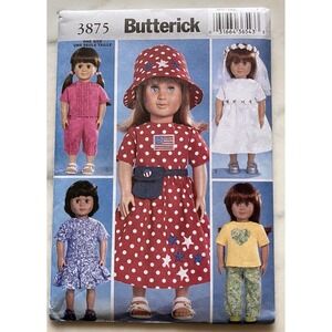 "18" Doll Clothes" 2003 Butterick Sewing Craft Pattern # 3875‎ UNCUT